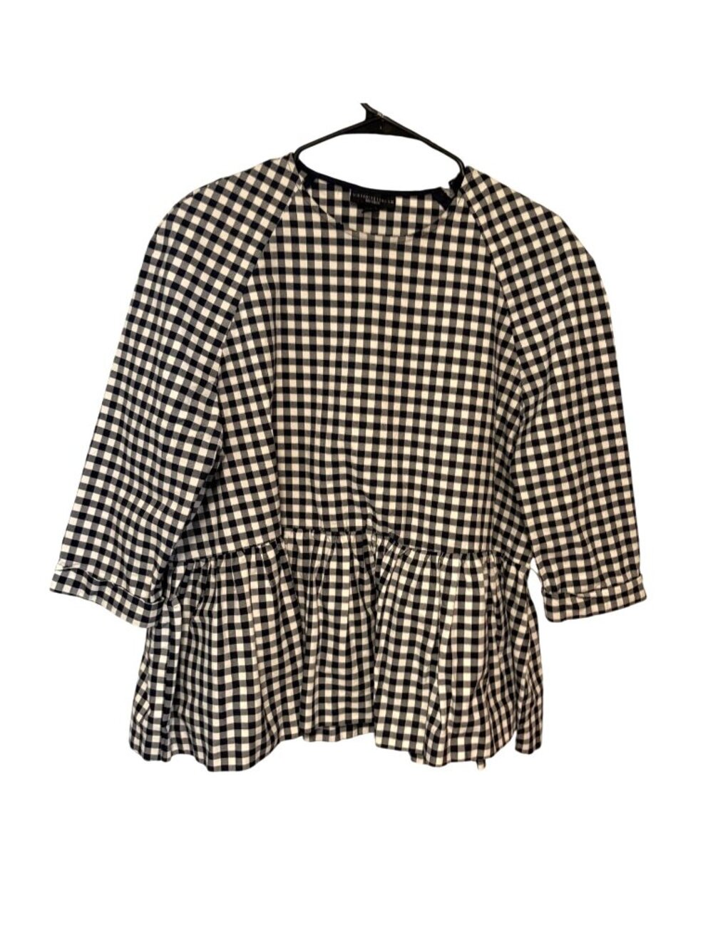 Victoria Beckham Womens Size Large Buffalo Check Plaid Print Black White Shirt T